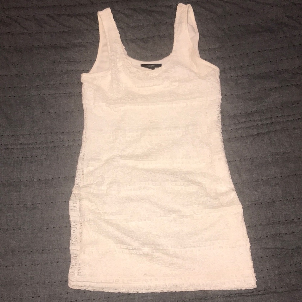 Sz L forever 21 white laced mini dress!